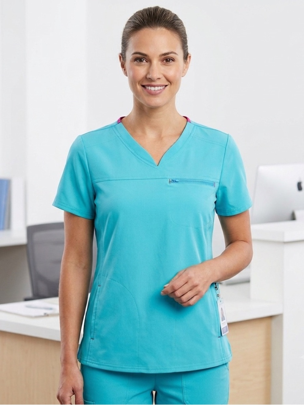Women's Scrubstar V-Neck Scrub Top in Tropic Turquoise, Size XS extra small